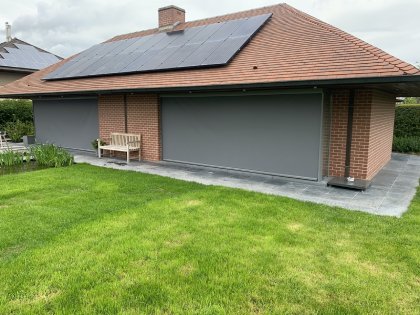 Zonwering met screens, RAL 7037, vliegenraam